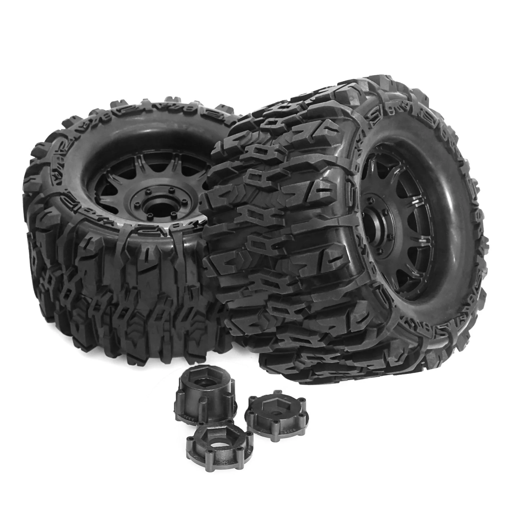 

2pcs 170mm Monster Stunt Truck Tires 1/7 1/8 Scale with 12mm 14mm 17mm Wheel Hex Fits Sledge ARRMA KRATON Outcast RC Car