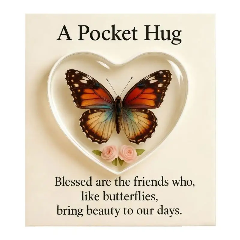 

E8BD Transparent Acrylic Butterfly Pocket Message Card Stylish Gift For Family Friend