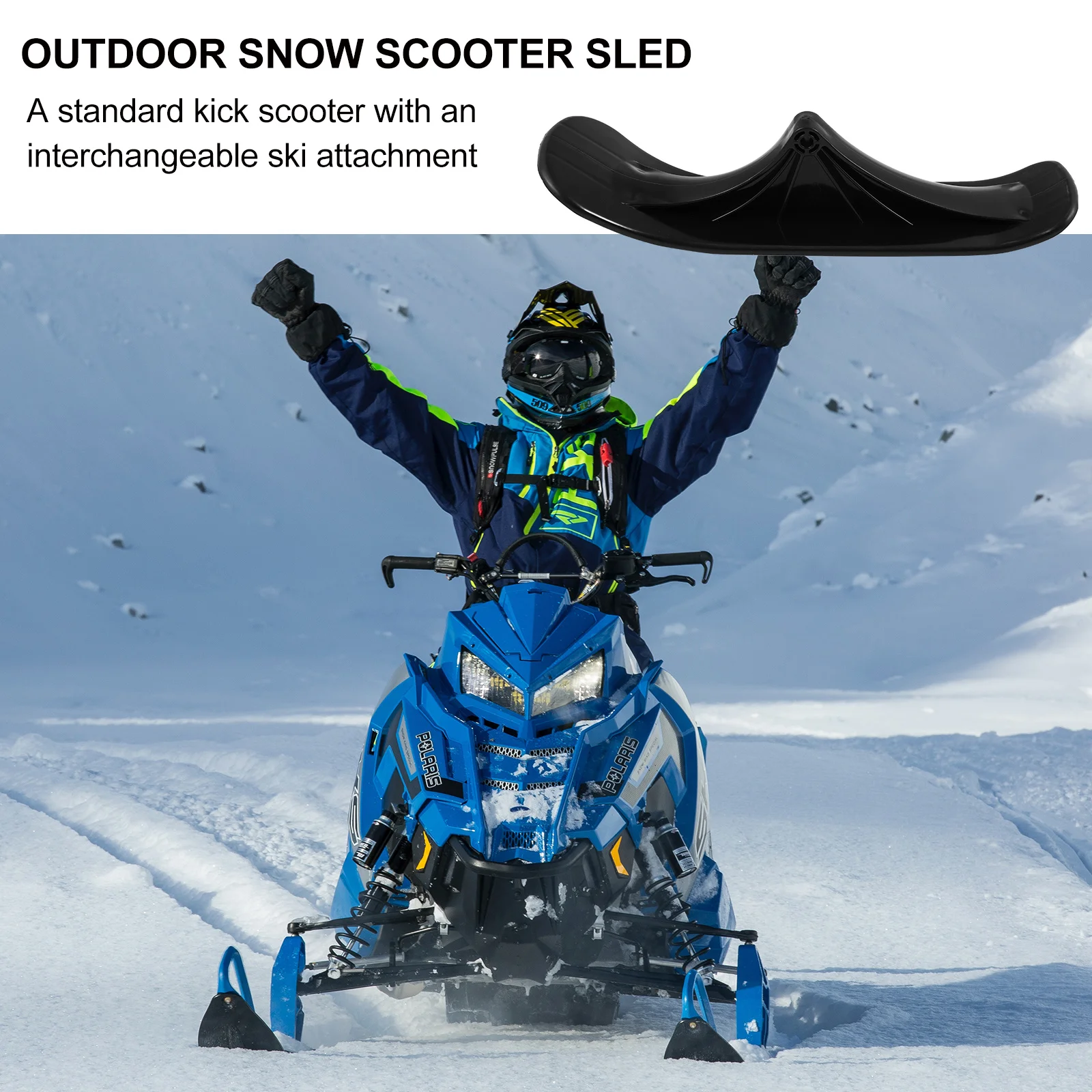 

Foldable Snow Scooter Sled Durable Ski Attachment For Kick Scooter Outdoor Convertible Accessories Wear Resistant Sled Fold