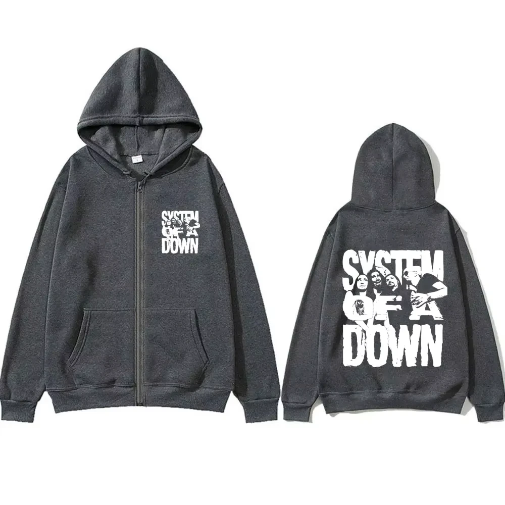 90s نظام فرقة الروك المعدنية البديلة من أسفل الرسم قلنسوة بسحاب الرجال النساء عادية المتضخم زمم سترة رجل معطف خمر #2