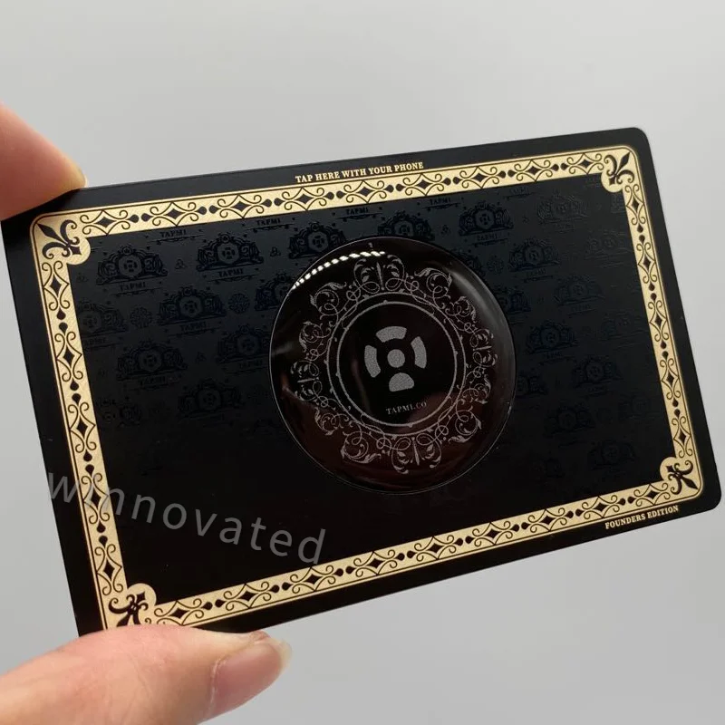 

Современная красочная печатная металлическая визитная карточка RFID из нержавеющей стали Smart Black NFC