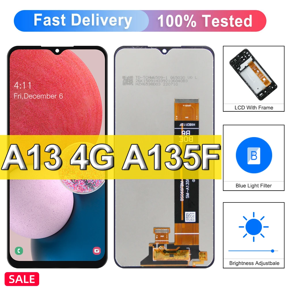 

6.5" New OLED For Samsung A13 4G LCD Display Touch Screen Digitizer For Samsung A13 Display LTE A135F A135B A135U SM-A135U1