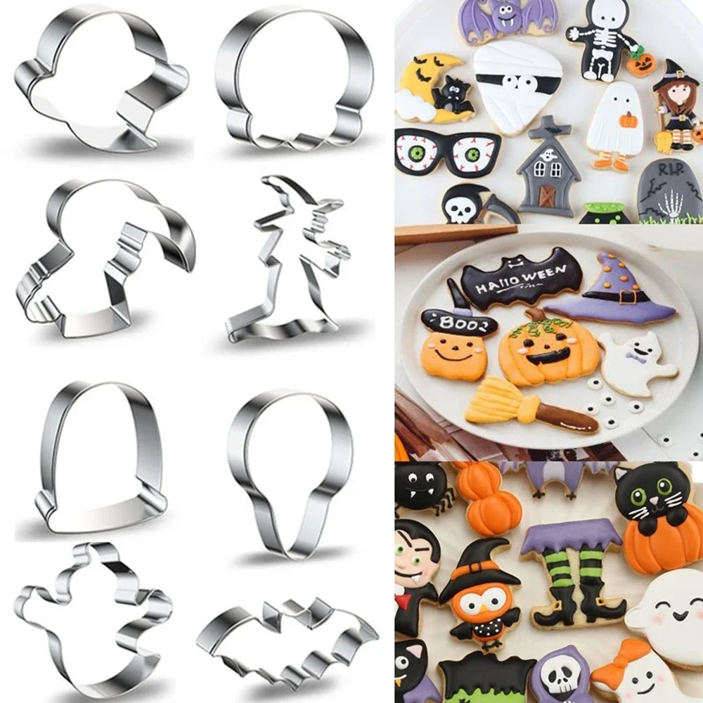 1Pcs Cute Halloween Stainless Steel Biscuit DIY Cake Mould Ghost Skull Baking Cookie Cutter Tools