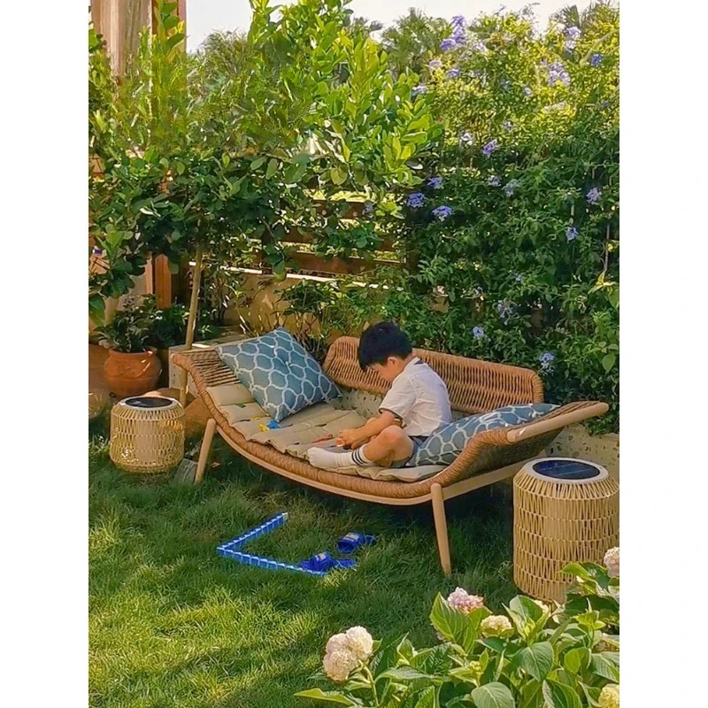 

Single sofa chair recliner simple Nordic light luxury design balcony leisure rattan chair minimalist concubine chair