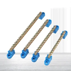 1pcs 6*9 4/6/8/10/12 Hole Blue Base Zero Ground Row Copper Bar Connection Terminal Wiring Terminal of Distribution Box