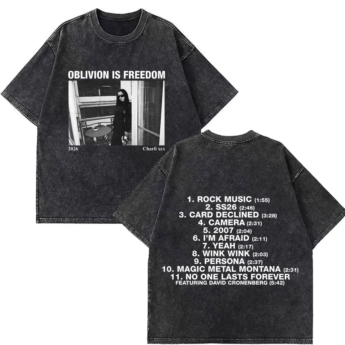 CHARLI XCX  Album Music, Fashion, Film Tour 2026 Print Vintage Washed T-shirt Men Women Cotton Casual Loose T Shirt Fan Gifts
