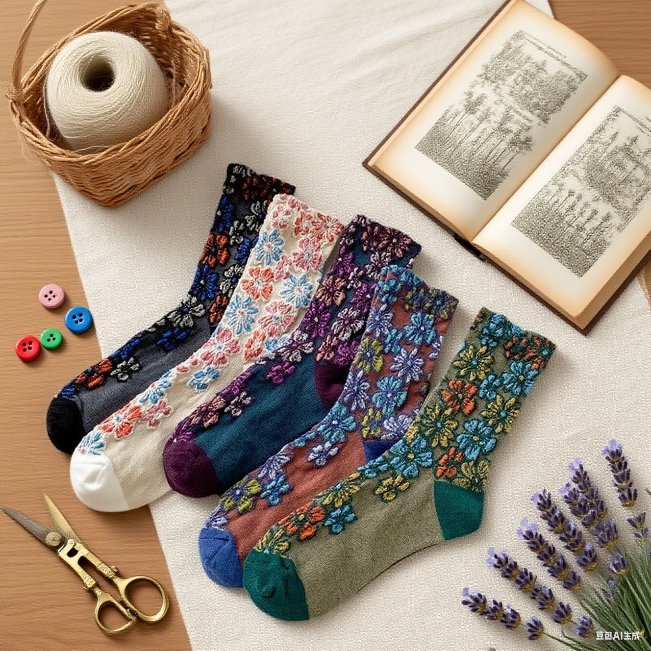 

Hand Drawn Original Trendy Retro Mid Tube Couple Socks Artistic Street Cartoon Cotton Fashionable Breathable Soft Comfortable