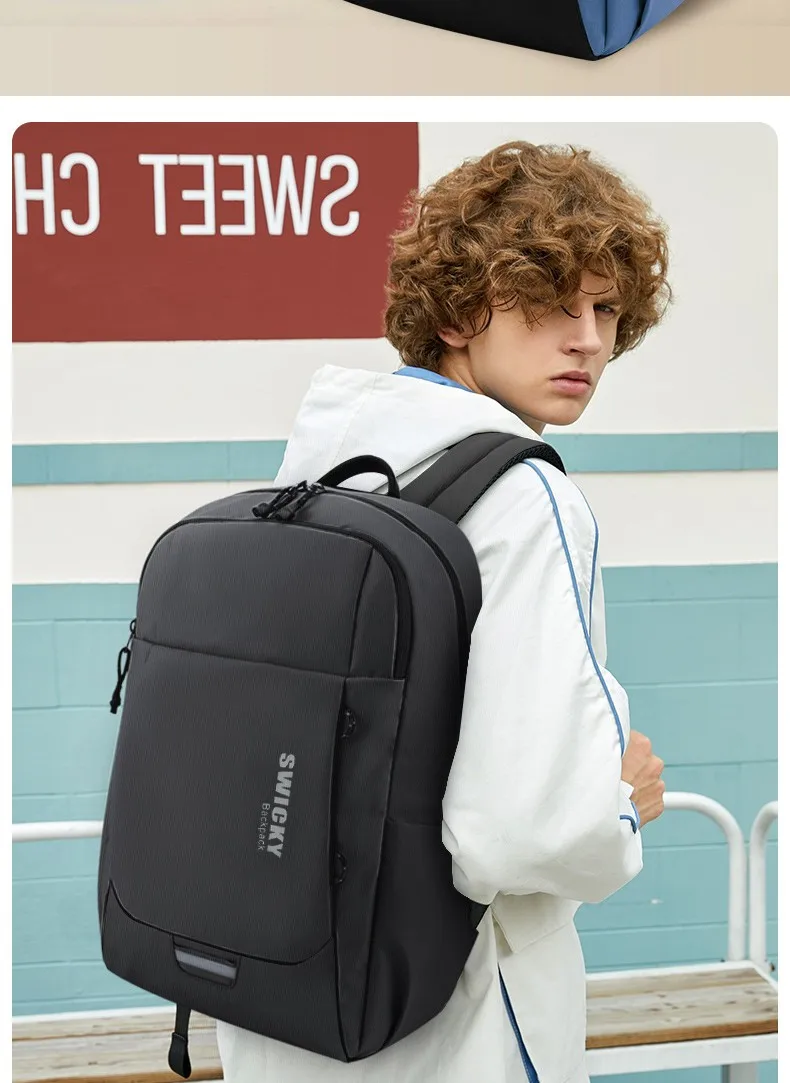 Imagem -06 - Swicky-leisure Sports Backpack para Homens e Mulheres Bolsa para Laptop Redução de Carga Masculino Feminino Júnior Estudante do Ensino Médio Viagem 156