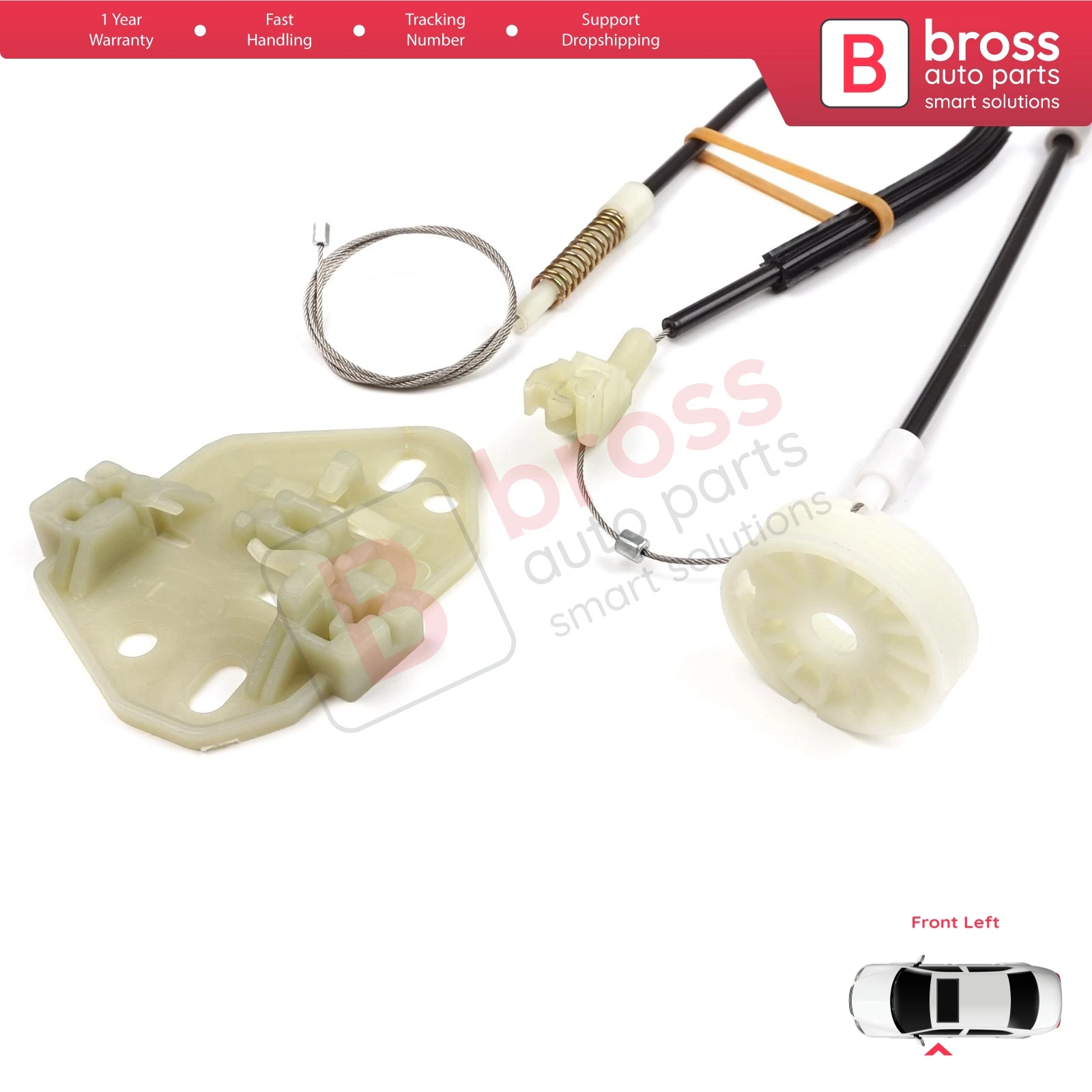 Bross BWR1014 Elektrische Ruitbediening Regulator Reparatie Kit Linksvoor Deur Voor Mercedes Axor 2001-2004 Atego 1998-2004