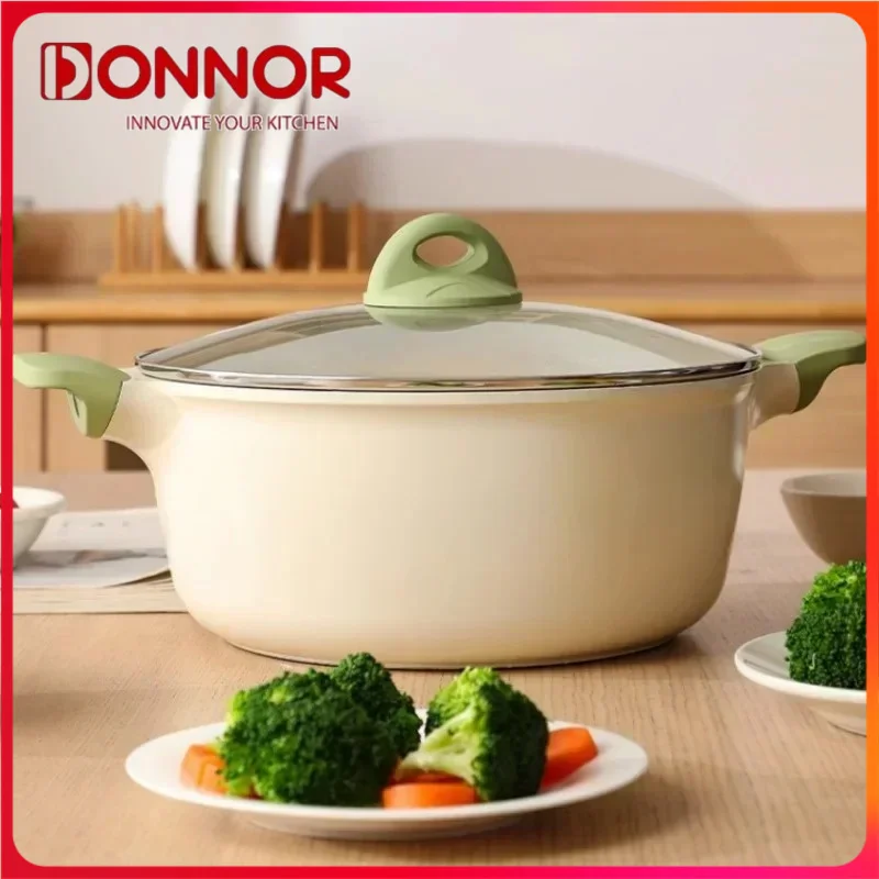 

DONNOR Soup Pot Thickened Large Capacity Household Cooking Pot Double Ear Stewing Pot Stewpan Kitchen Accessories Non Stick