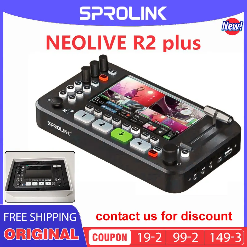 SPROLINK NEOLIVE R2 plus  Multi-Cameras with USB 3.0 4x HDMI-Compatible Inputs Mixer Switcher Video Capture Live Stream Apps