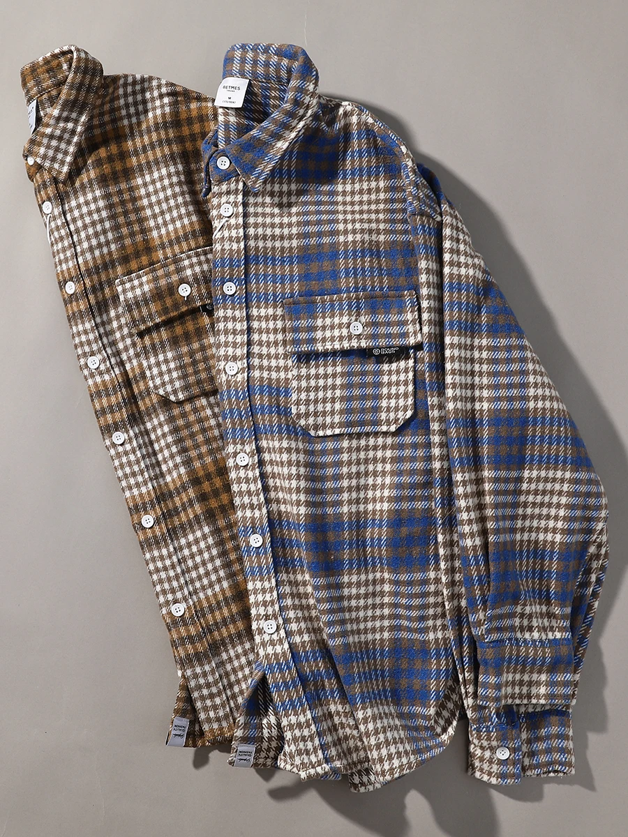 

Thiened Plaid Woolen irt Autumn Winter New Sle Men Women Classic Match Loose Wide Version Casual Sle Long Sve Coat