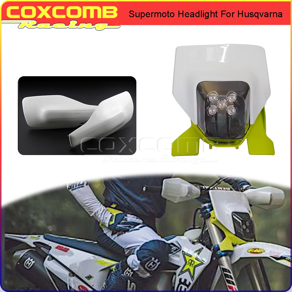 Dirt Bike MX Offroad LED Headlight Bulb Front Light Fairing Lamp Hand Guards Cover For Husqvarna TE300 TE125 TE300i TE 250 TE/FE