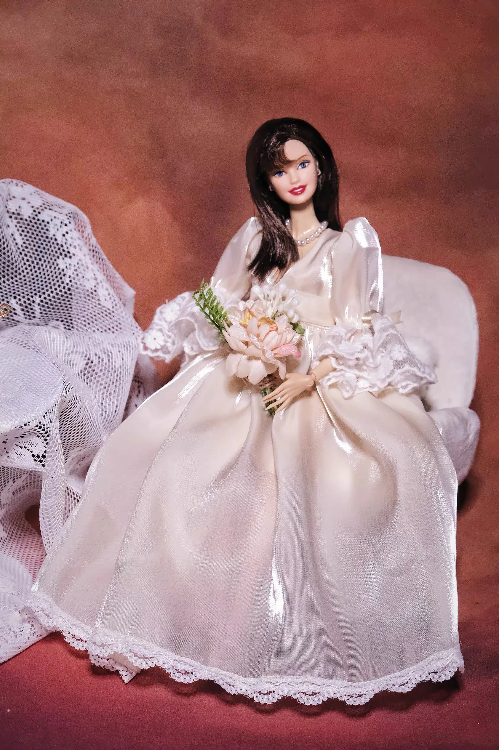 Luxury Beaded Glossy Retro Dress Senior Sense Evening Gowns For 1/6 Babi Supermodel Doll Dress Up 30cm Doll Clothes Accessories