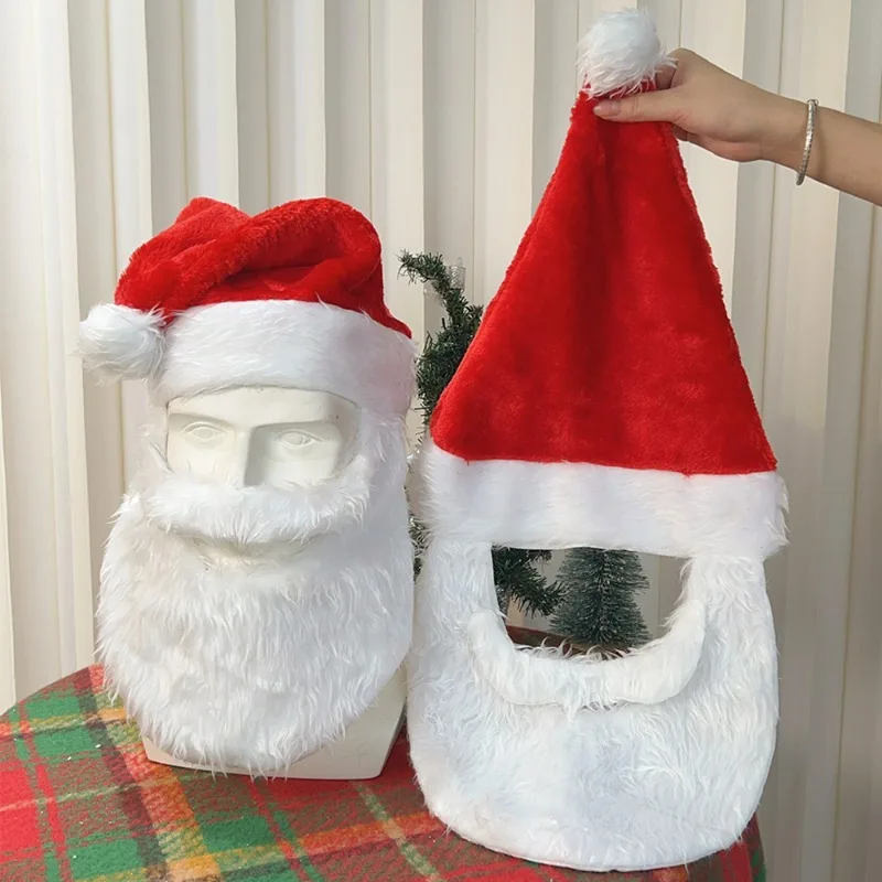 Noel Baba Sakal Noel Şapka Süslemeleri Cosplay Peruk ve Sakal Çocuk Yetişkinler Noel Kap Malzemeleri Rahat Çok Fonksiyonlu