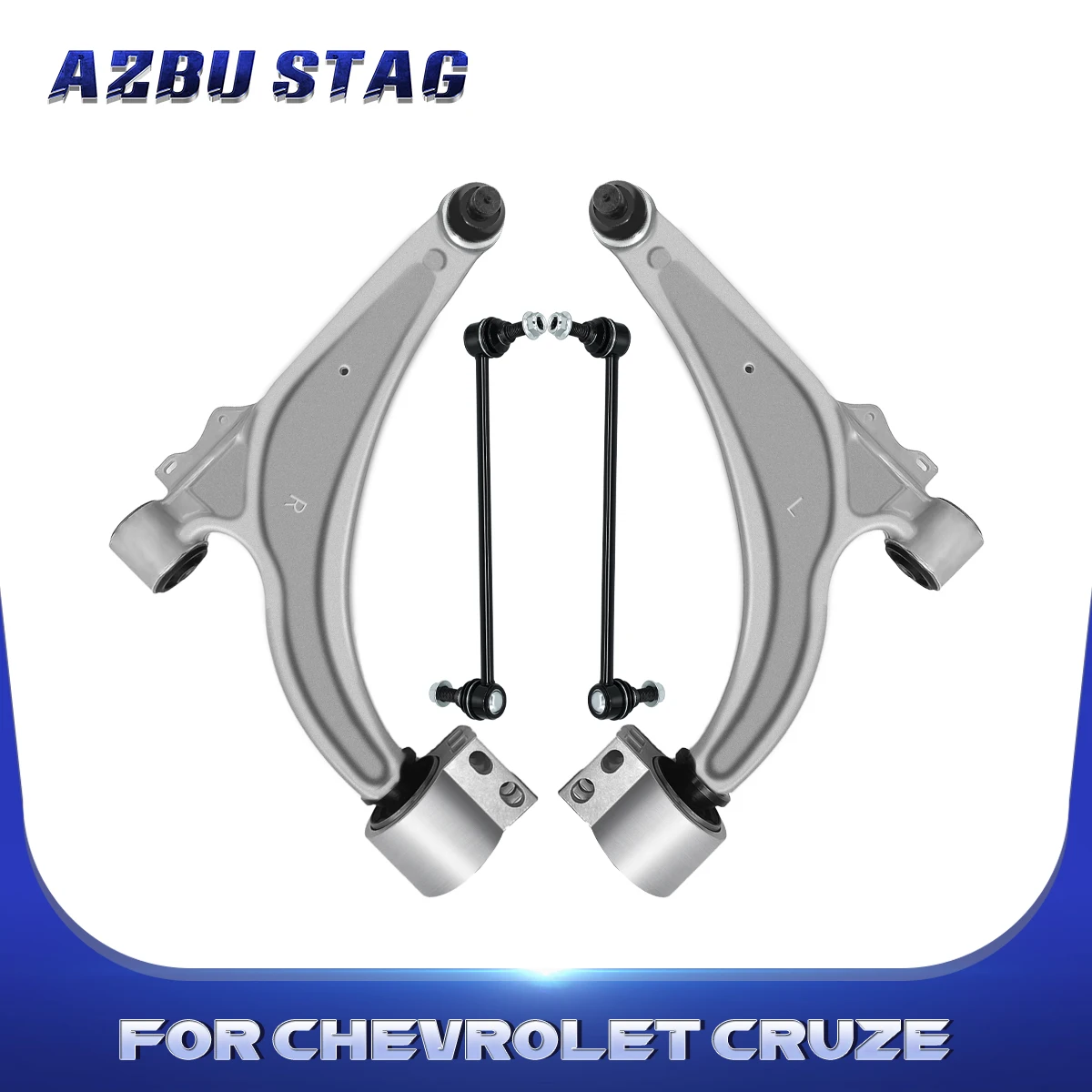 AzbuStag 4Pcs Front Lower Control Arm Sway Bar Link Suspension for CHEVROLET CRUZE VOLT BUICK VERANO 2011 2012 2013 2014-2017