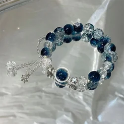 Exquisite Fashion Galaxy Hanging Super Fairy Star Bracelet For Women Elastic Crystal Beads Bracelet Versatile And Sweet Jewelry