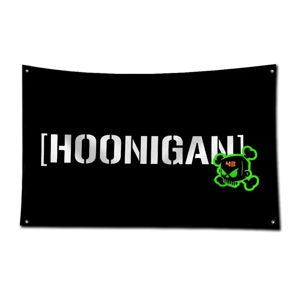 3x5 Ft Racing Car Flag Polyester Digital Printing Hoonigans Banner for Garage Wall Art Out Door Decoration With Brass Grommets