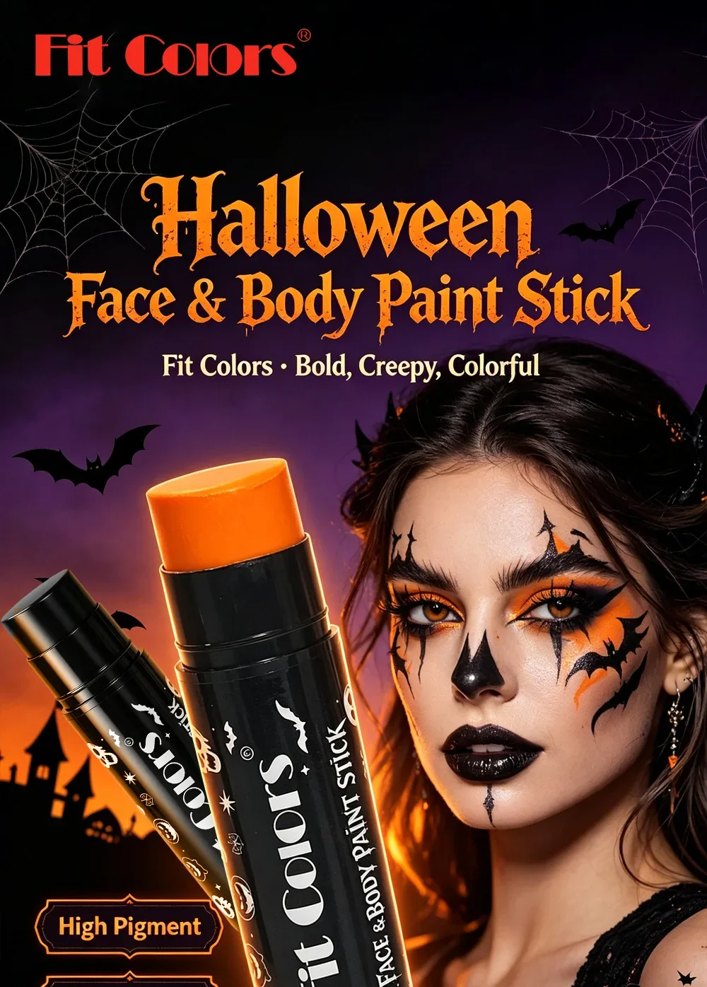 12 Farben Gesichts- und Körperfarbstifte Wasserfeste Matte Schwarze Weiße Mischbare Stifte Langanhaltende Make-up Halloween Kosmetik – Detail 1