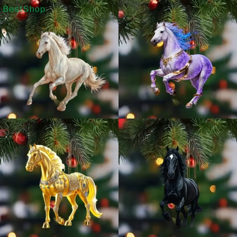 

♥2D Acrylic Pony Pendant Car Rearview Mirror Pendant Christmas Tree Hanging Ornament Party New Year Decoration