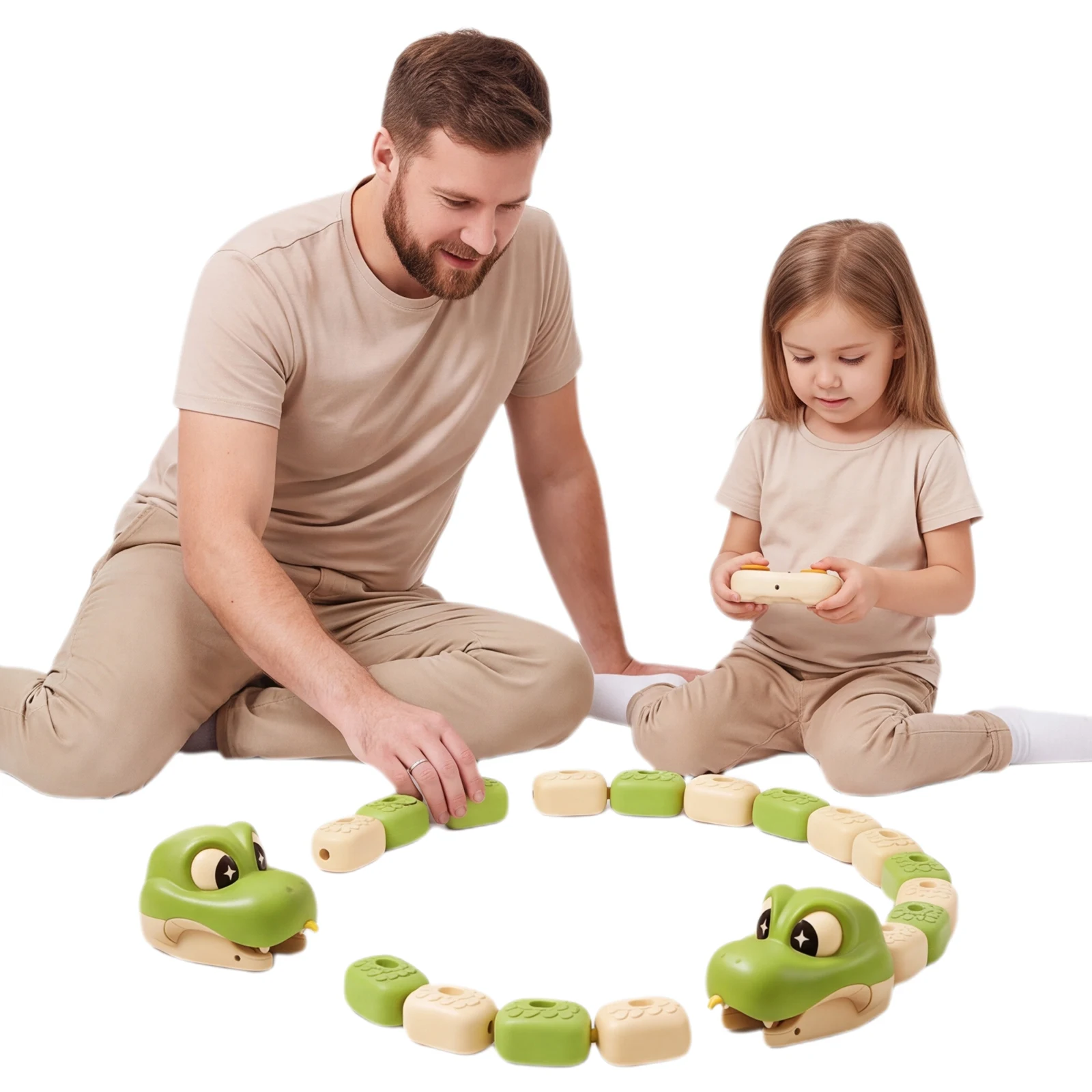 Remote Control Snake Toy Magnetic Blocks LED Light Sound Effects Two Player Interactive Kids Racing Game