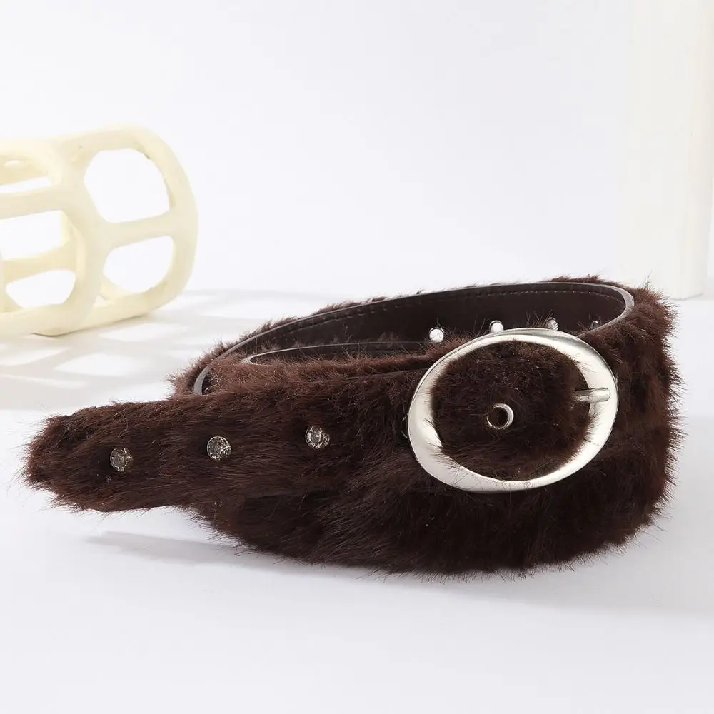 

Vintage Trendy Design Faux Fur Belts Luxury Y2K Imitation Rabbit Fur Belt Punk All-match Waist Belts Women Fashion