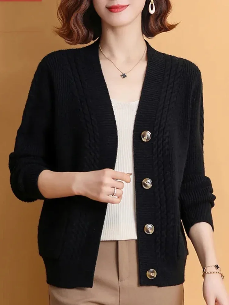 Casual Knitted Cardigan Slim Single Breasted Sweater Korean Woman Knitwear Tops Sueter Coat Elegant Spring Malhas Abrigos B303