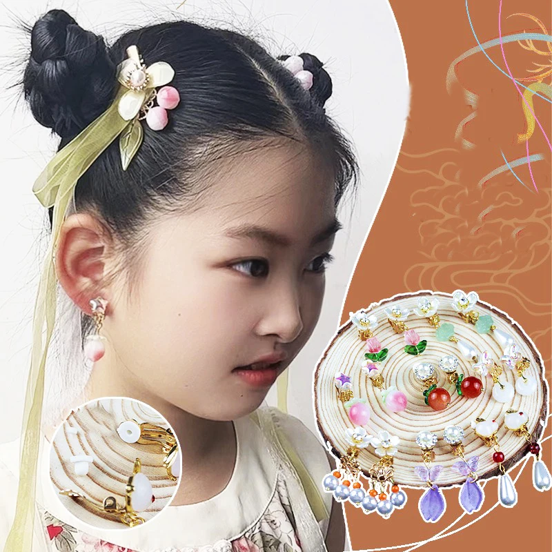 Little Girl No Ear Hole Princess Jewelry Earrings Children's Accessories Korean Girl Cute Earrings Baby Painless Ear Clip