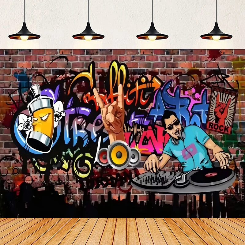 

Фотографический фон в стиле 90-х: постер с хип-хопом, красной кирпичной кладкой, граффити, радио, ретро-декор для вечеринки в стиле 80-х, баннер для дня рождения