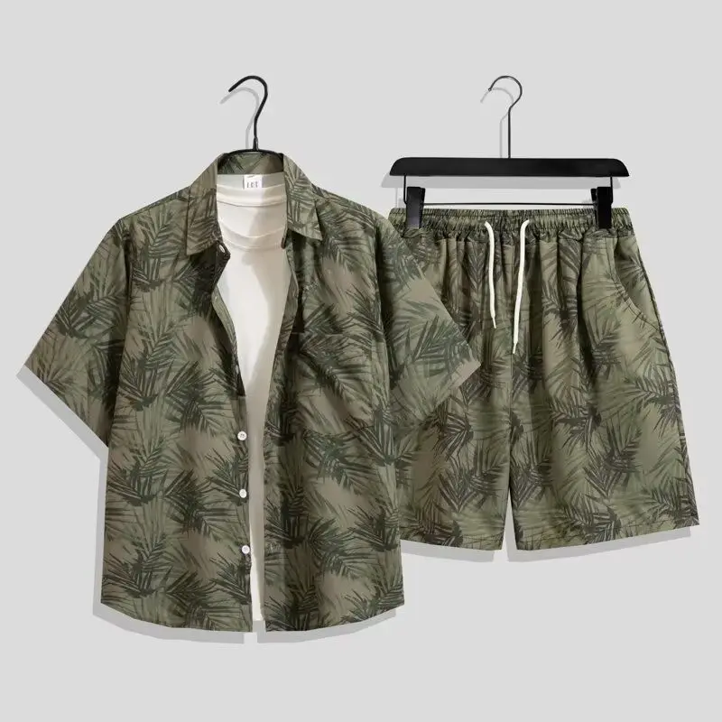 

Couple Beachwear Men's Summer Two Piece Set Short Sleeve Shirt Shorts Casual Breathable Travel Outfit