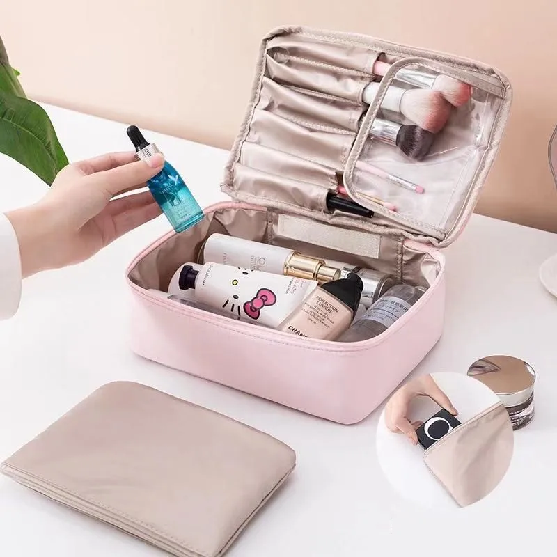 New Travel Cosmetic Bag Ladies Portable Wash Bag Girls Large Capacity Simple Handheld Makeup Bag Clutch Cosmetic Brush Organiser