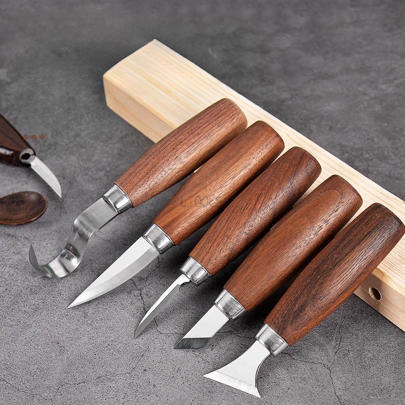 Wood Carving Knife Kit 5PCS Woodcut DIY Hand Carving Chisel Woodcarving Cutter Knives Peeling Professional Manual Sculpture Tool