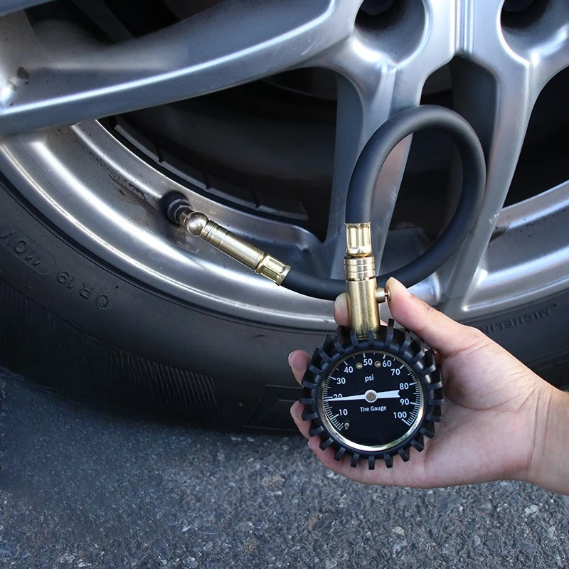 

1 шт., манометр для автомобильных шин, манометр для шин, медная трубка с клапаном, инструмент для осмотра автомобиля, высокая долговечность