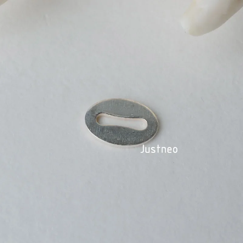 Stałe 925 Sterling Silver naszyjnik owalny koniec Tag złącze koralik — zdjęcie 4