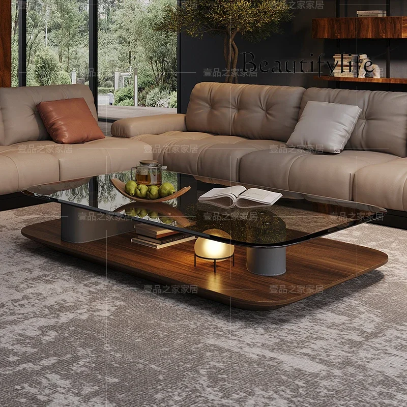 

mobili per il soggiorno Italian minimalist rectangular tempered glass coffee table living room home modern solid wood glass coff