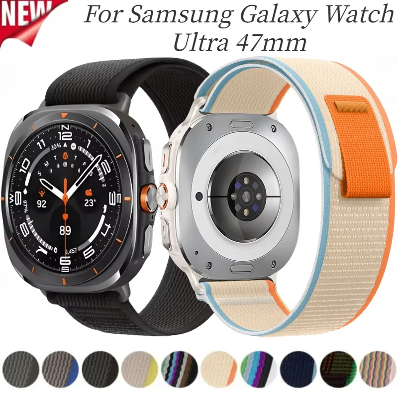 Correa oficial de nailon sin huecos para Samsung Galaxy Watch Ultra 47mm pulsera para Samsung Watch Ultra 47mm cinturón