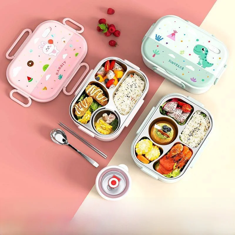 

Waterproof Square Canvas Lunch Box Bag Flat Children's Handbag Insulated Modern Portable Student Lunch Container Stainl Steel