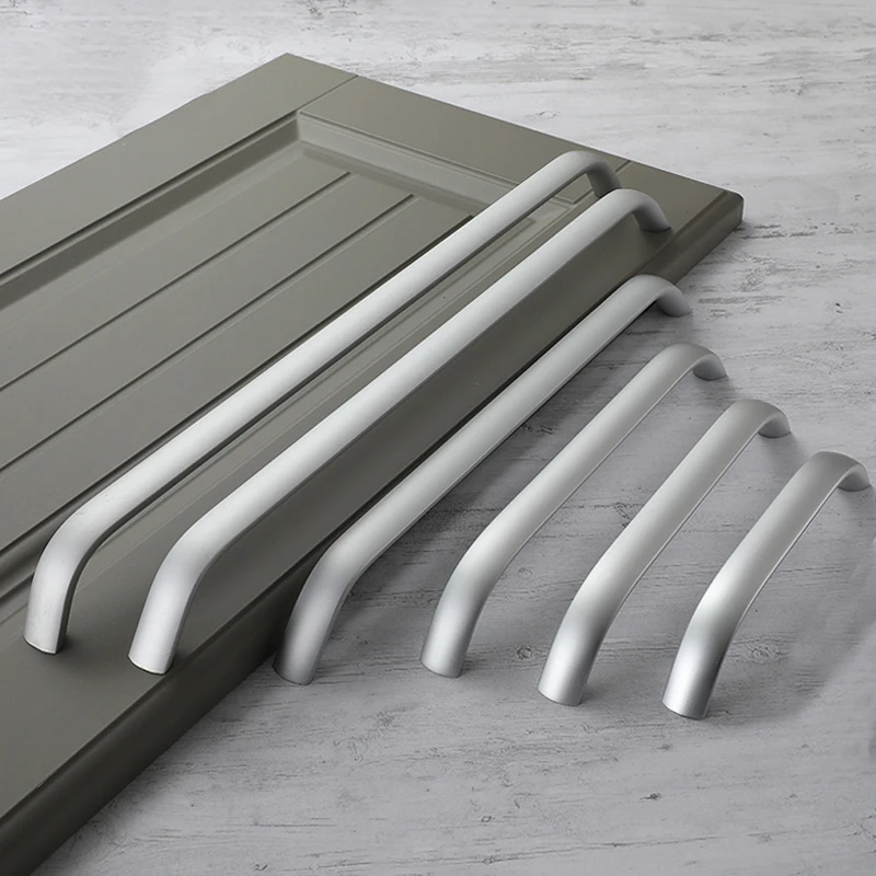 Long Silver Drawers Cabinet Handles Drawer Pulls 96-320MM Wardrobe Closet Kitchen Cabinet Storage Knobs Furniture Handles