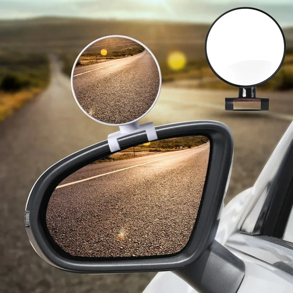 Round Rearview Mirror 360 Rotation Adjustable Wide Angle Convex Mirror Car Auxiliary Covers Auxiliary Rear View