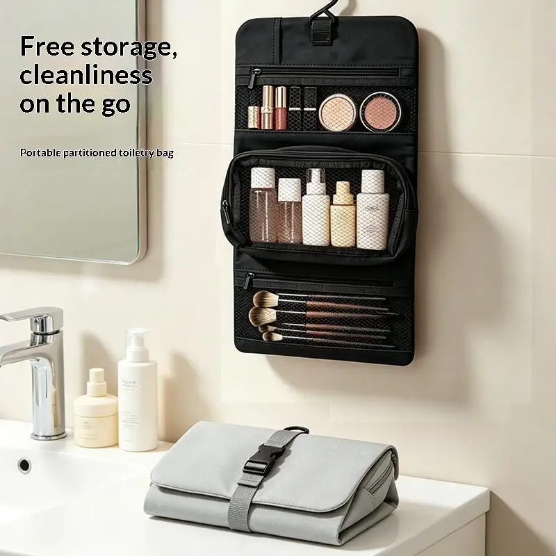Foldable Detachable Toiletry Bag, Large Capacity Hook, Men's Business Trip Toiletries Storage Bag, Women's Travel Cosmetics Bag