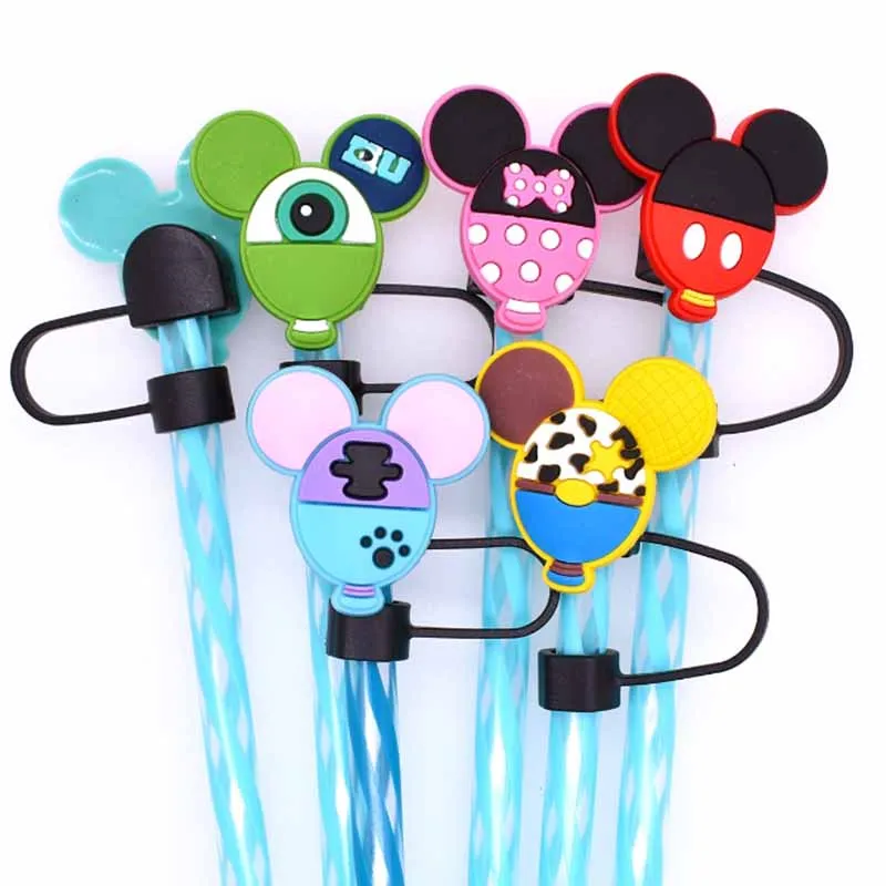 10mm Silicone Straw Covers Cap Compatible with Stanley 30&40 Oz Tumbler,Cute Animal Straw Toppers,Reusable Dust-Proof Straw