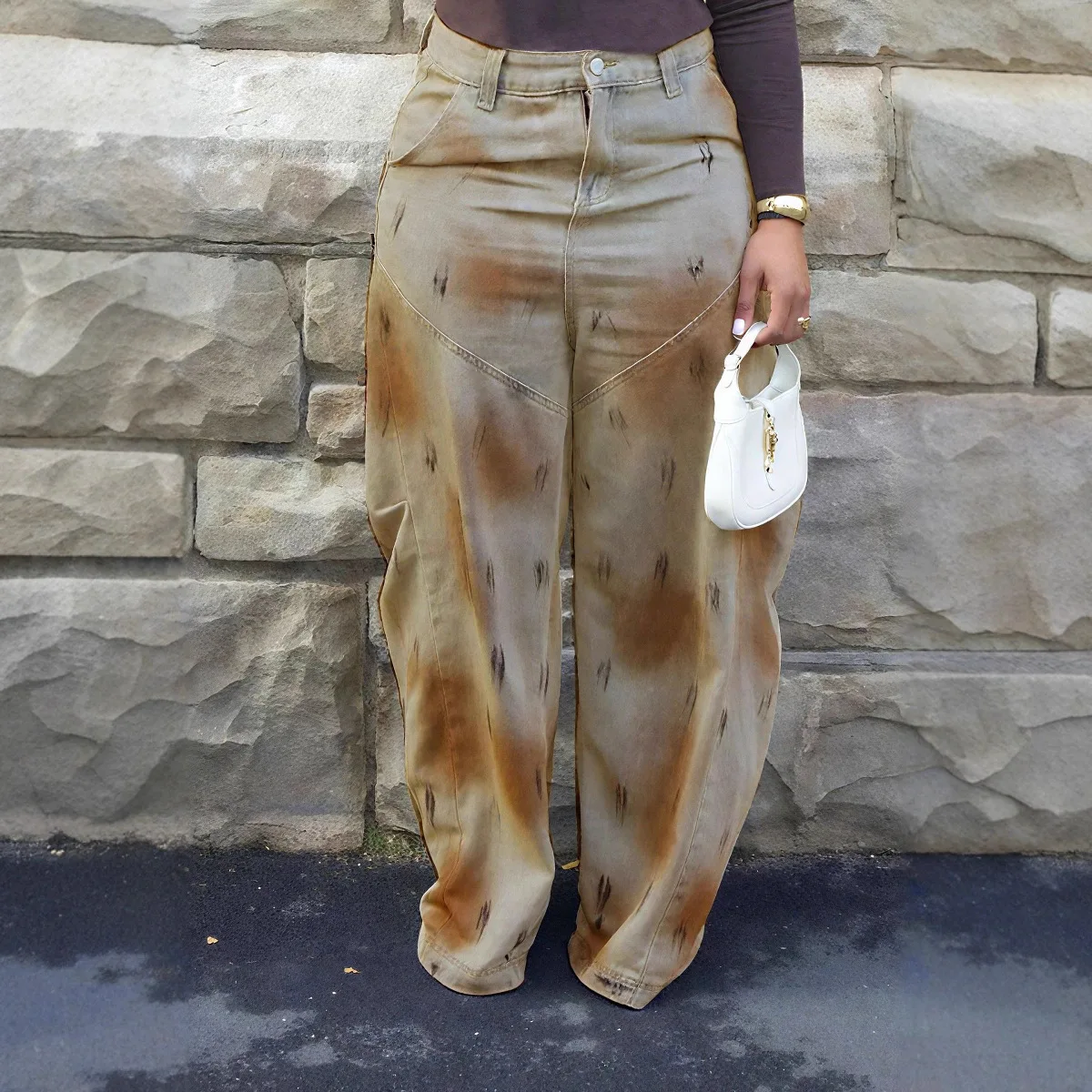 

Vintage Tinted Wash Jeans 2026 Trendy Curved Leg Denim Baggy Oversized Streetwear Pants Heavyweight Distressed Jeans