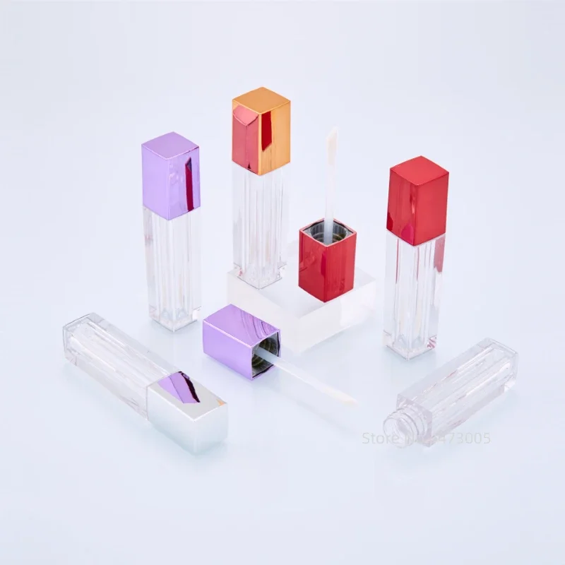 4ml Empty Lip Gloss Tube Gold Silvery Purple Lipgloss Lipstick Container Plastic Cosmetic Packaging Pulverizador De Aceite Spray