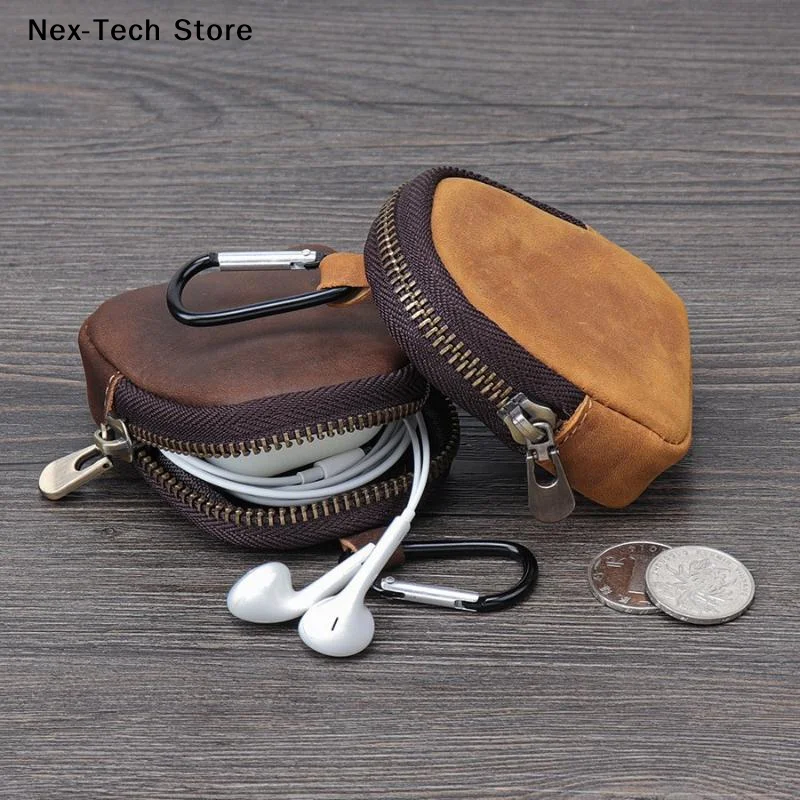 

[NT]Retro Small Zipper Pouch Earphones Accessories PU Leather Coin Purse For Coins Bag Pendant[NT]