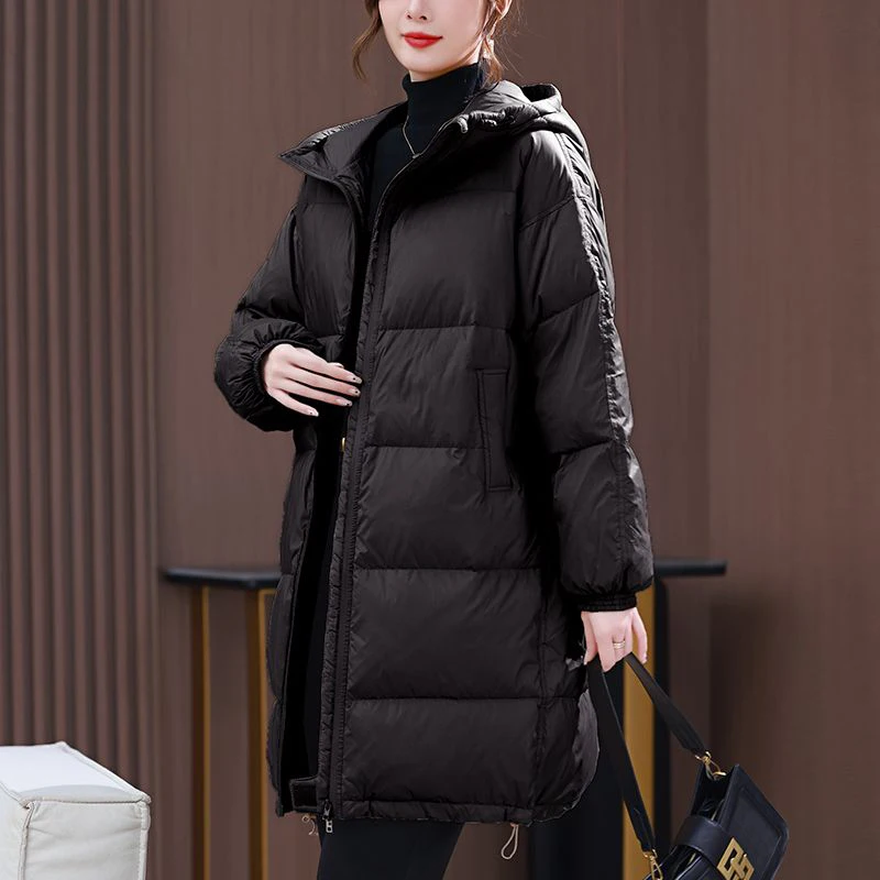 

Loose White Du down Jaet Women's Mid-Length Winter Casual Faion Sweet Sle Polyester Fiber Thin Model for Middle-Aged ...