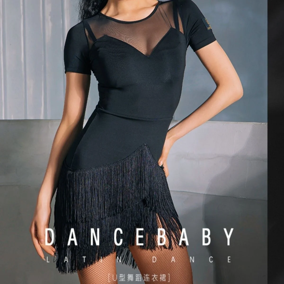 2023 New Adult Costume Latin Dance Dresses Dress Women Tassel Long Sleeve Autumn Winter Gauze Performance Training Tango Clothes