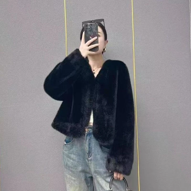 2023 Autumn Winter New Korean Version Elegant Women's Faux Fur Coat Temperament Versatile Loose Faux Fur Female Jacket