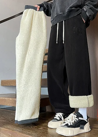 Winter-Herrenhose mit dickem Lammfleece-Futter, Größe M-7XL, Übergröße, locker geschnittene weite Hose mit elastischem Kordelzug in der Taille, warme Freizeit-Sport-Hose. – Detail 3