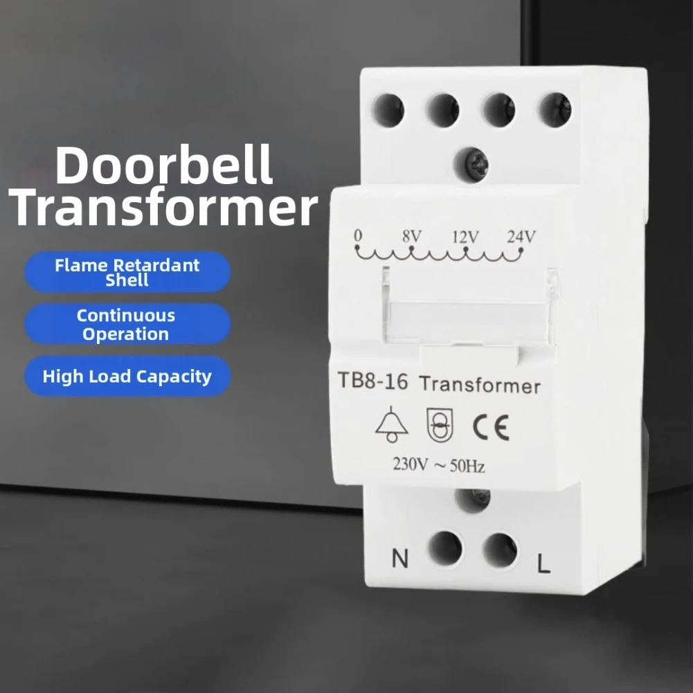 Doorbell Transformer 8V 12V 24V Bell Transformer Low Frequency For 35mm Guide Rail Mounted For Home Safety Applications