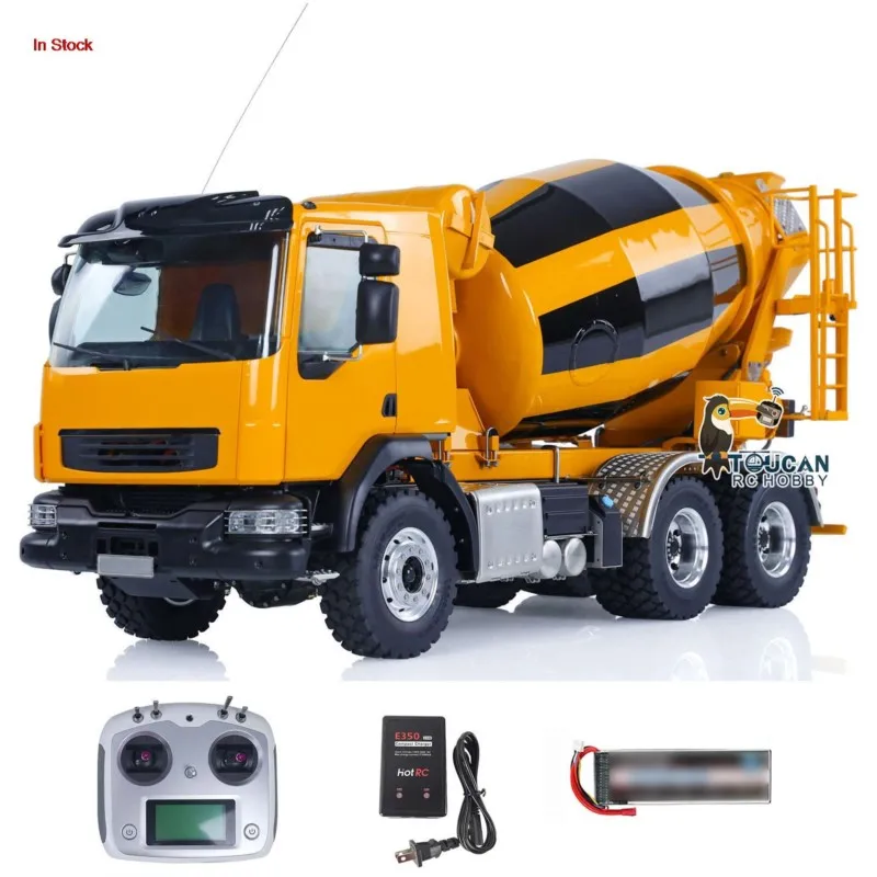 In Stock 1/14 LESU 6x6 Metal RC Mixer Truck DIY Painted Finished Remote Control Agitating Lorry Concrete Sound Light Car Boy Toy
